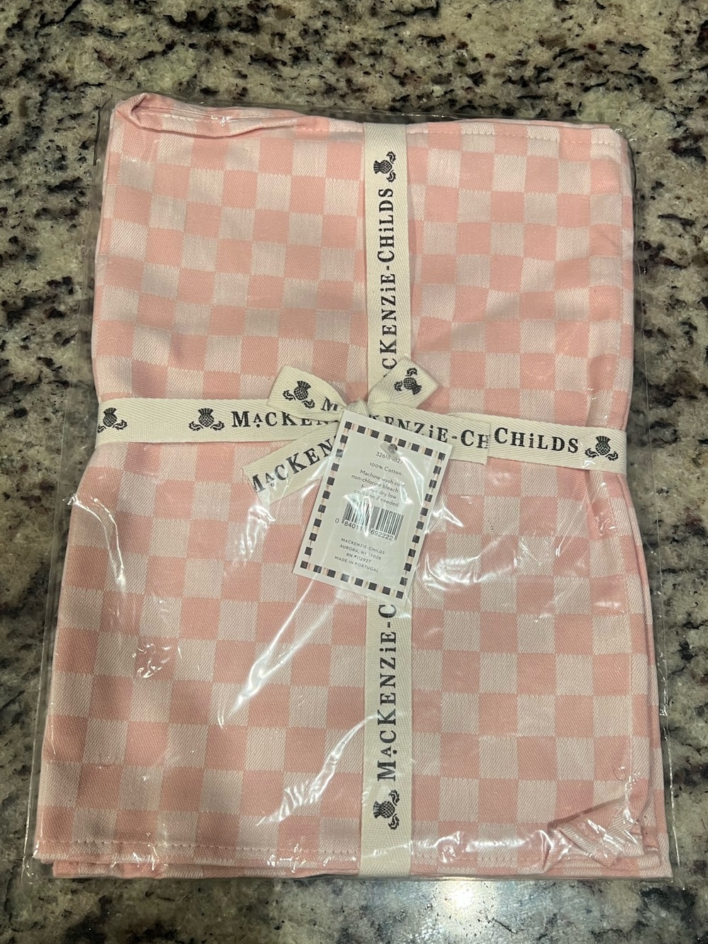 Mackenzie-Childs Pink Check Placemats Set of 4. NWT.